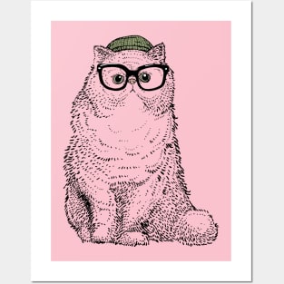 Hipster Cat Cat Posters and Art